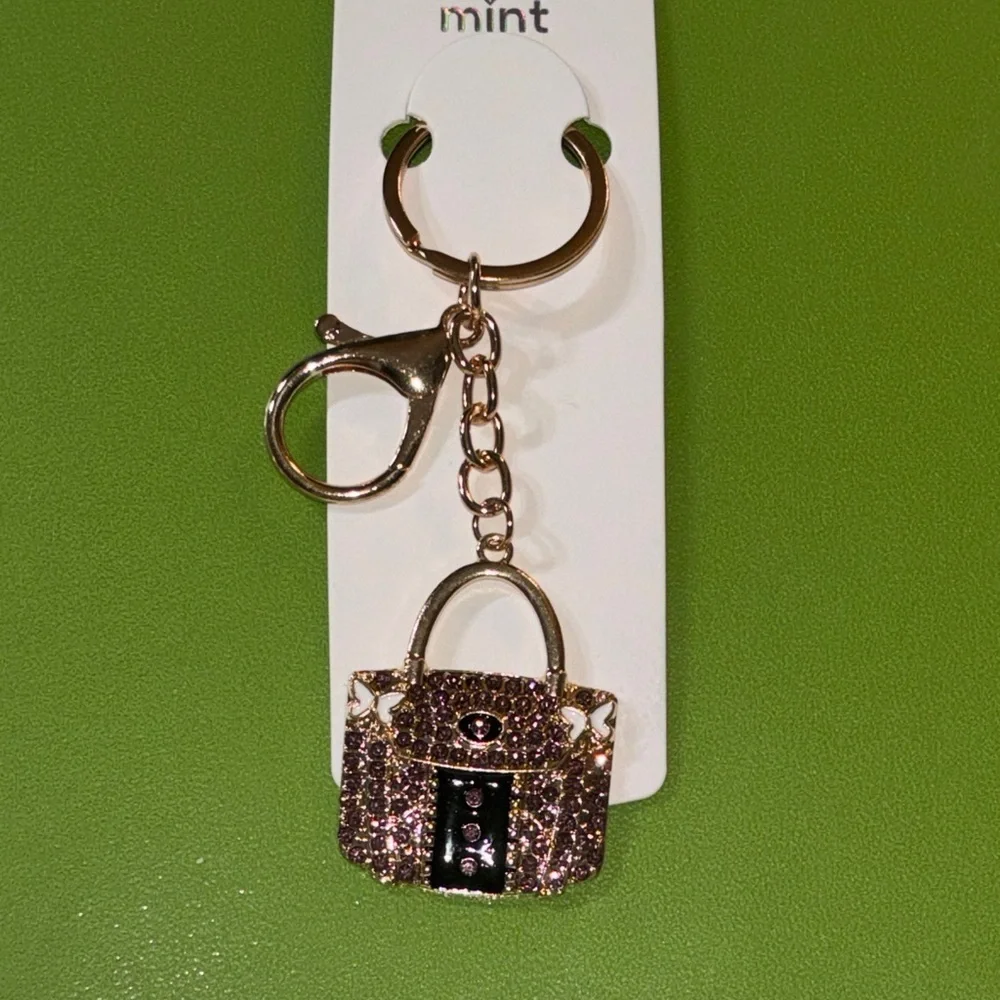 Sparkling Gold and Purple Purse Keychain/Bag Charm